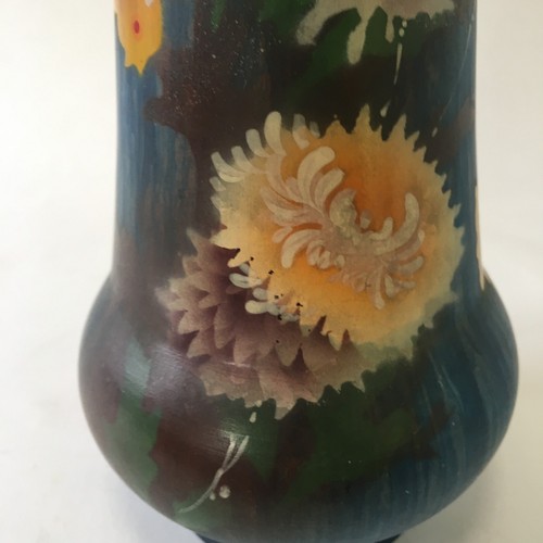 Butterfly Hand Painted Vase Glass 7" Signed England Blue Flower Floral Vintage - Picture 18 of 24