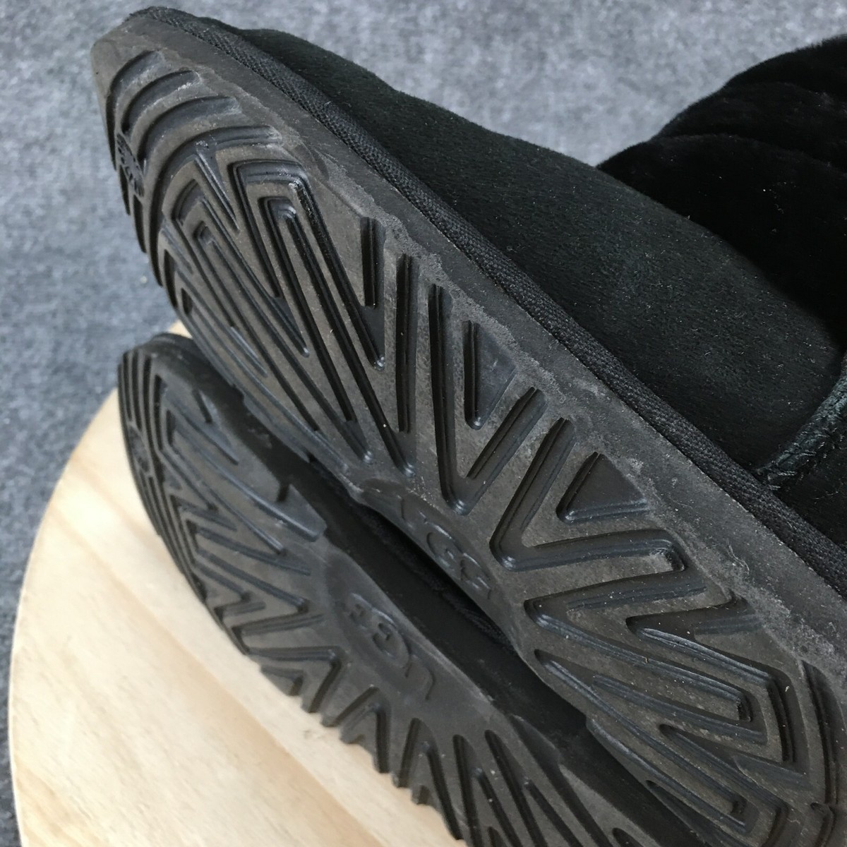 UGG Winter Boots Womens 5 Fluff Mini Belted Black Suede Pull