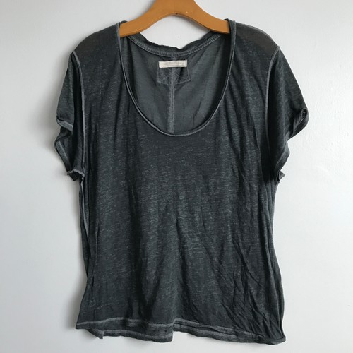 Free People T Shirt Short Sleeves Gray Womens Small Crop Pullover Relaxed Fit