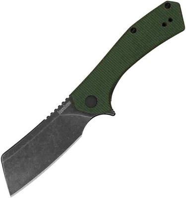 KS3445MCGBW Kershaw Static Cleaver BlackWash D2 Blade Green Micarta Handle KIVT 