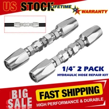 2 Hydraulic Hose Repair Kits - 1/4 ID 2-Wire Hose Reusable Field Repair Fitting