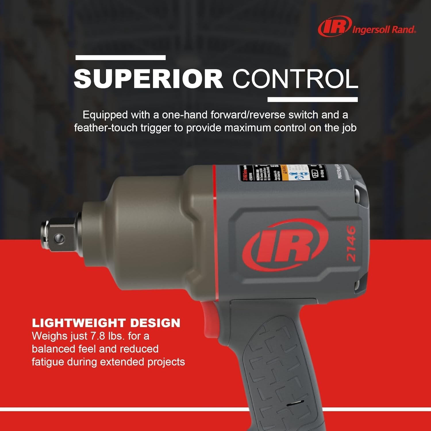 2146Q1MAX 3/4-Inch-Drive Air Impact Wrench with Quiet Pistol-Grip Design and 2,0