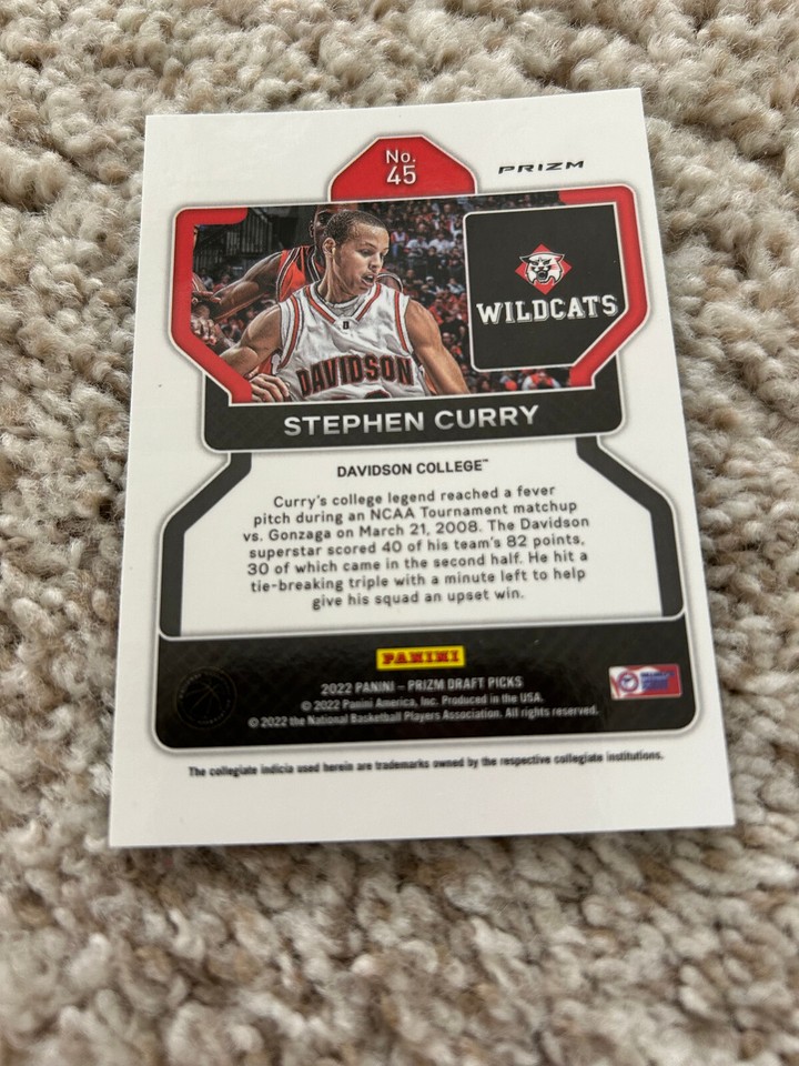 STEPHEN CURRY GREEN PANINI PRIZM 2022 DAVIDSON COLLEGE/ WARRIORS