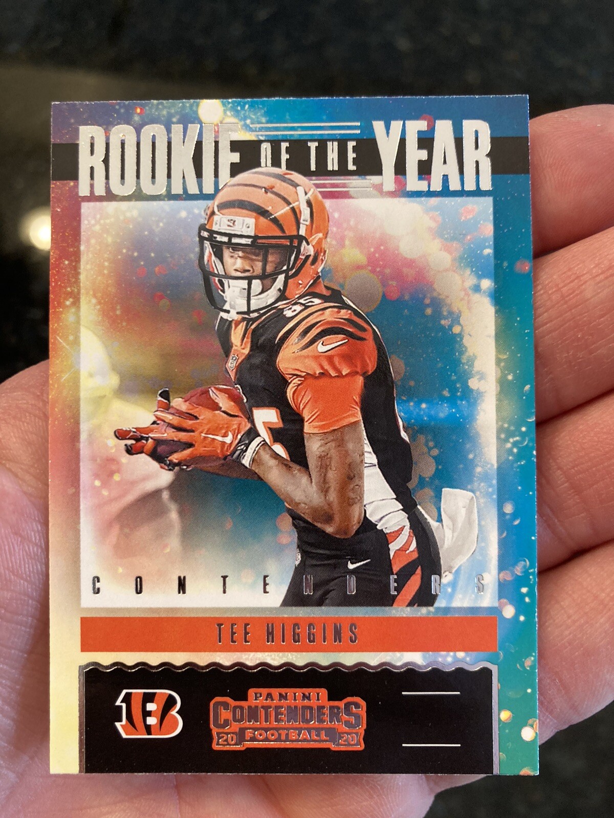 2020 Panini Contenders Rookie of the Year Contenders Tee Higgins RC Bengals SP