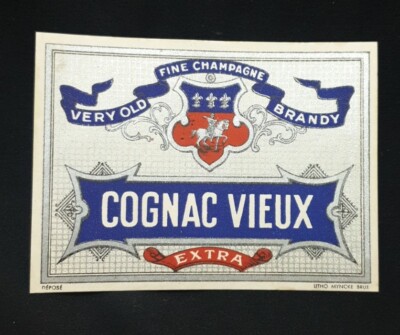 ALTES ETIKETT COGNAC ALT EXTRA VERY OLS FINE CHAMPAGNE BRANDY 11 X 8,2 CM
