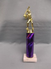 male BASEBALL trophy award purple column marble base