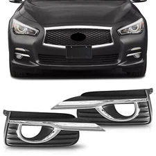 Fits 2014-2017 Infiniti Q50 Pair Bumper Fog light Cover Grill Trim