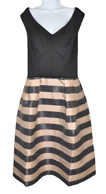 Ignite Evening Women's Off Shoulder Stripe Shiny Taupe Pockets Cocktail  Dress 16 | eBay
