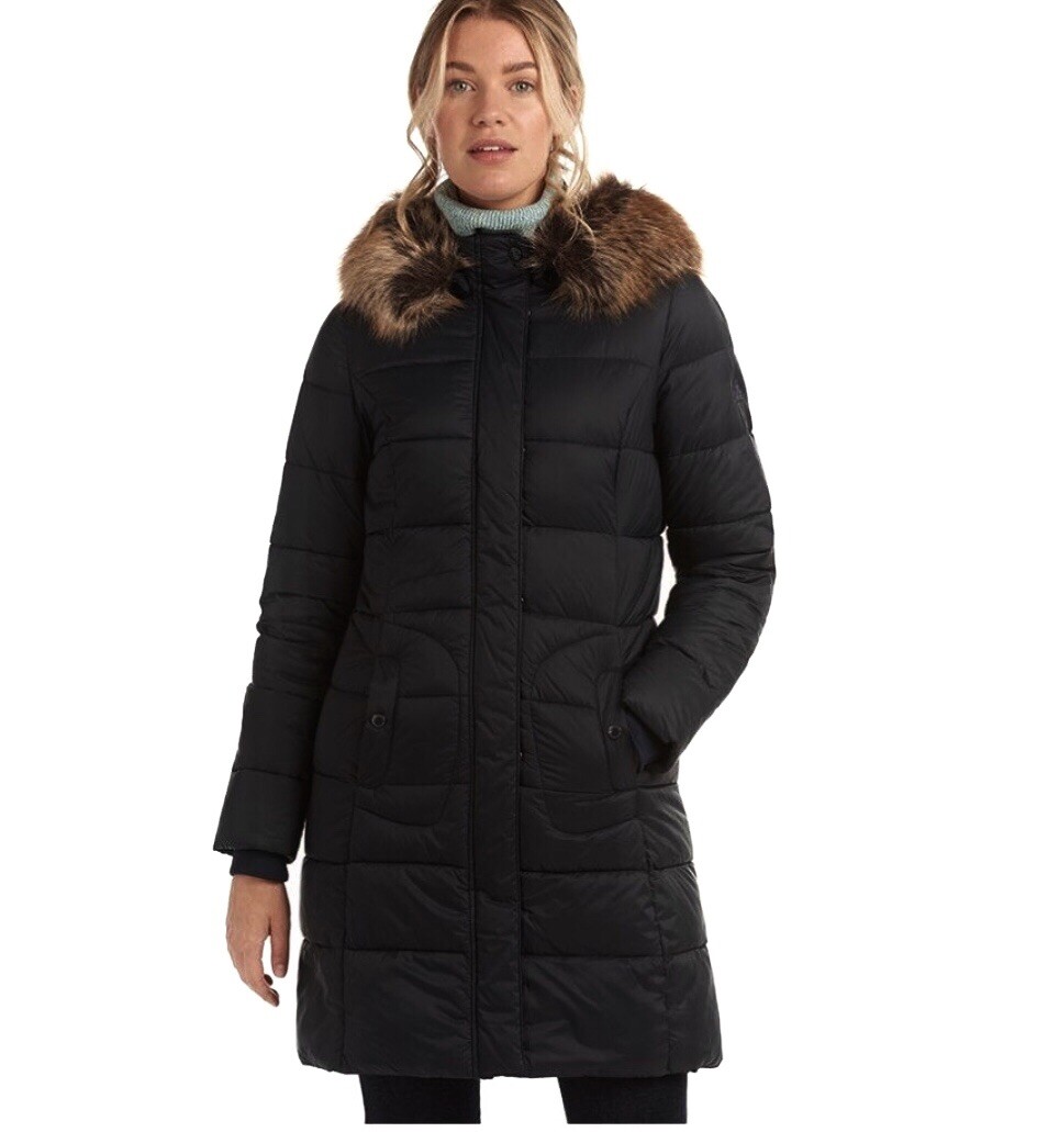 Hood Barbour Longline Padded Coat Barbour Bridled Black Fibre