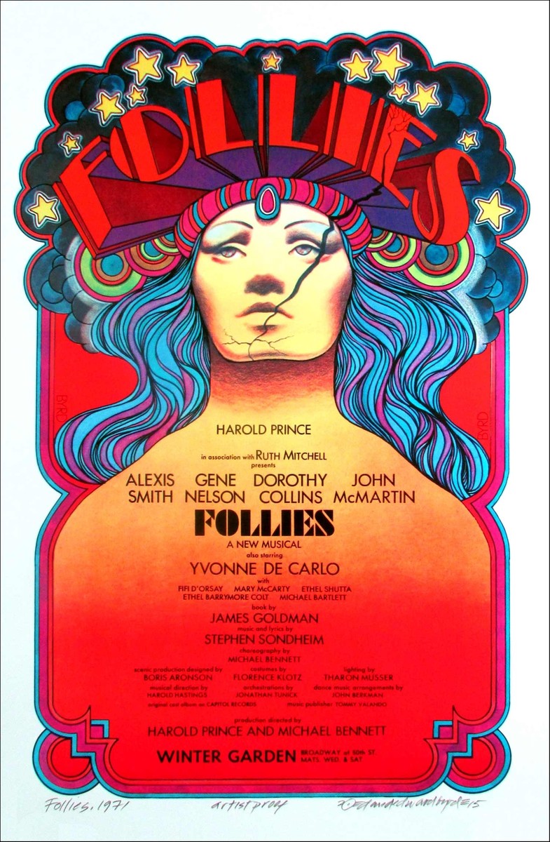 Follies 1971 Broadway Full Sized Show Poster New AP Hand-Signed