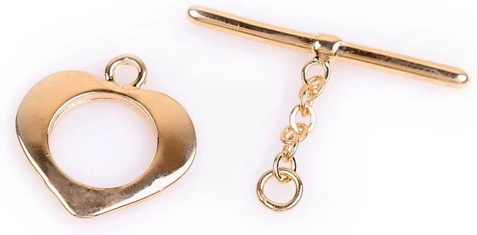 14K Yellow Gold Filled Toggle Heart Clasp for DIY Jewelry Craft Making Necklace - Image 2 of 4