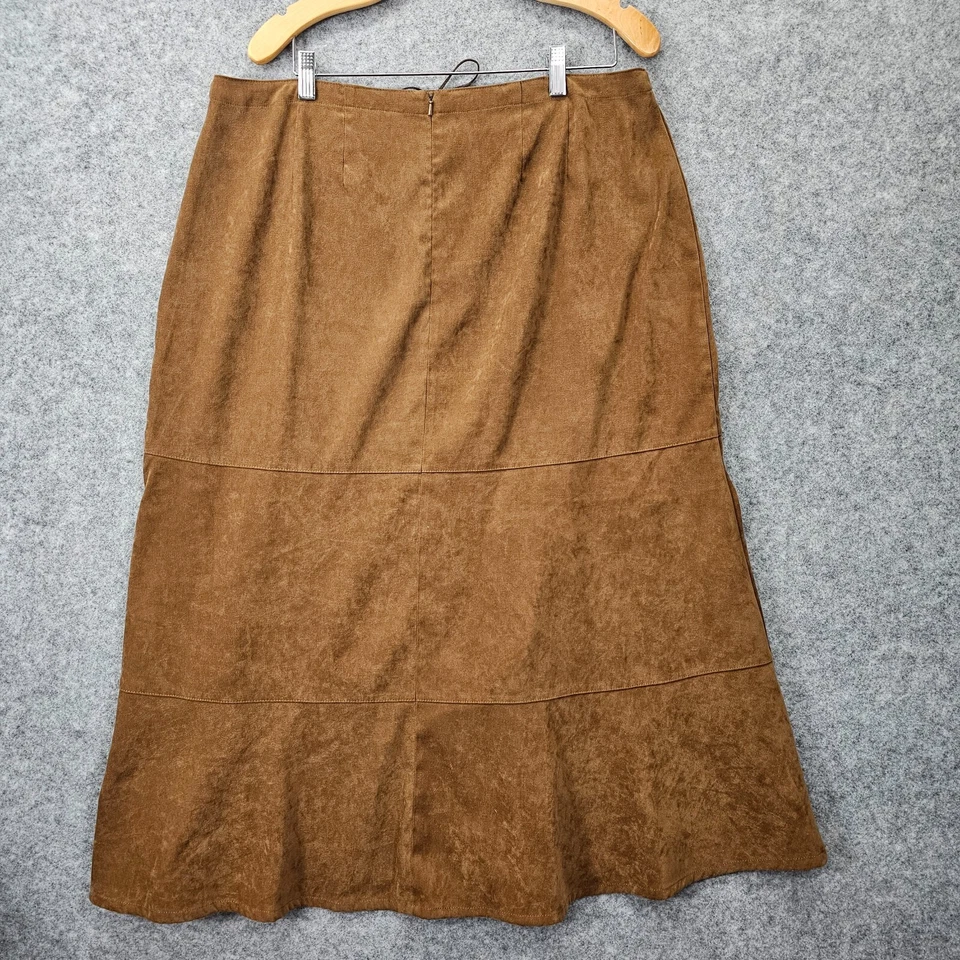 Maxi Falda Western de Gamuza para Mujer 1X Marrón Cordón Acampanado Y2K DRESSBARN 16W Foto 2 de 4