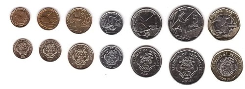 Seychelles 7 Pcs UNC Coin SET, 1 5 10 25 Cents 1 5 10 Rupees 2016 2022