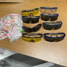 Set Of 8 Vintage Safety Glasses & 12 Hearing Protection Ear Plugs