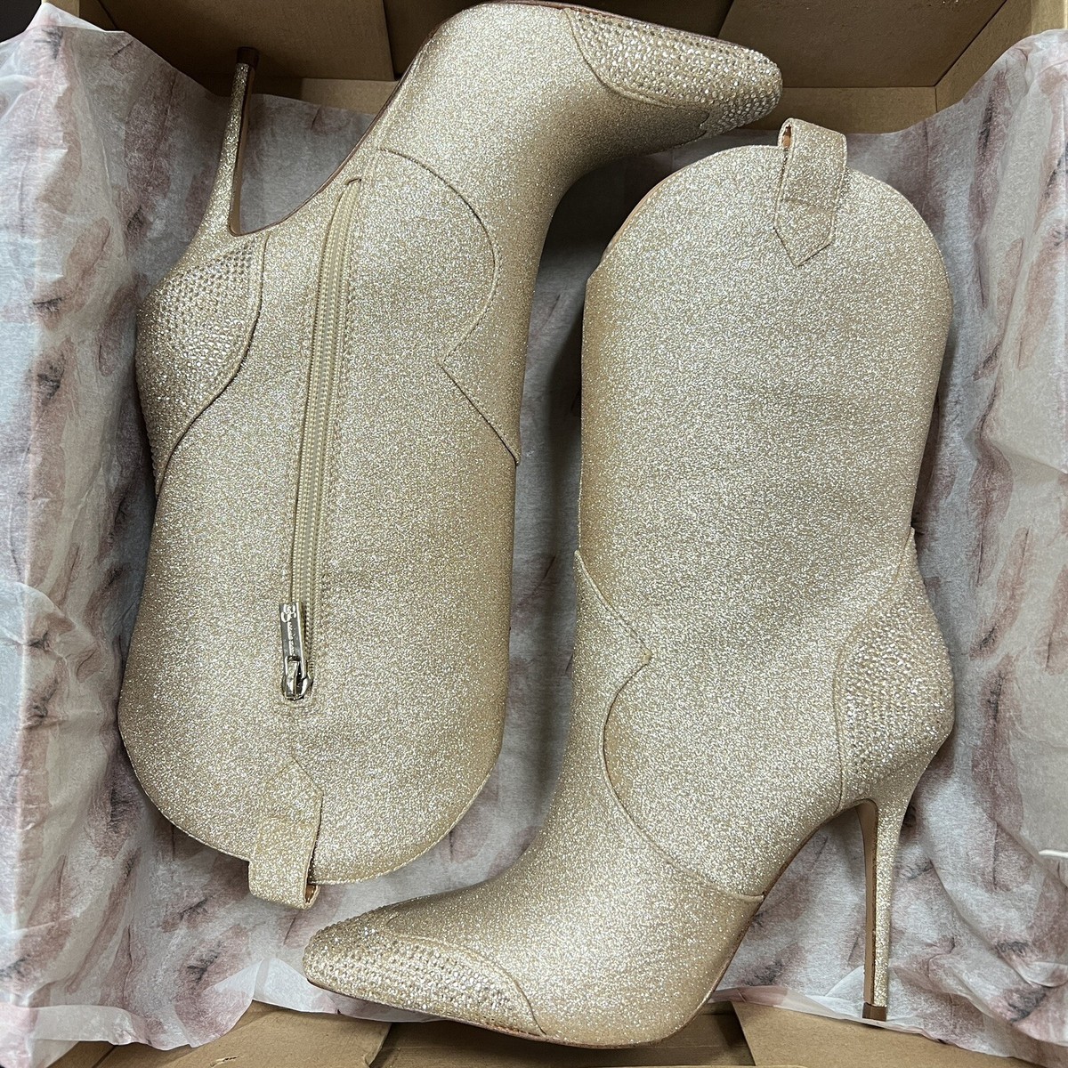 Jessica Simpson Cicee Stiletto Western Boots Champagne Micro Jessica Simpson Cicee Stiletto Western Boots Champagne Micro