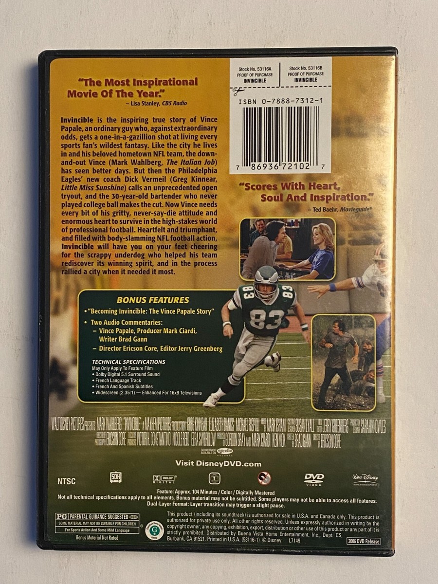 Invincible DVD Signed by Vince Papale #83 Football Movie