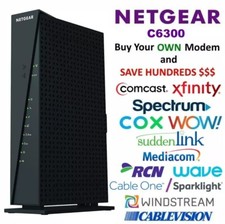 NETGEAR C6300 AC1750 DOCSIS 3.0 Cable Modem WiFi Router Xfinity Spectrum COX WOW