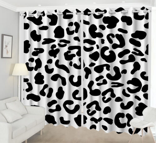 Tela de cortinas de bloqueo cortinas de bloqueo con estampado de vaca en blanco y negro de 2 paneles - Imagen 2 de 11