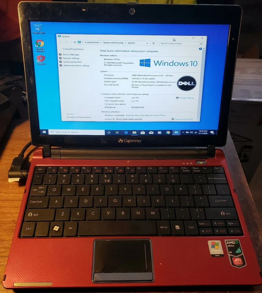 靴子,Gateway LT31 上网本 Win 10 Pro AMD L110 1.2GHZ 250GB 高清 2GB RAM — 第 4/4 张图片