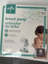 Medline Manual Breast Pump, 2 Suction Levels, Comfortable Silicone, BPA Free