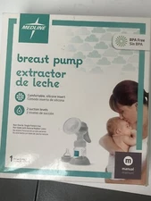 Medline Manual Breast Pump, 2 Suction Levels, Comfortable Silicone, BPA Free