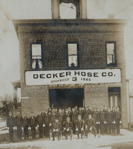 Johnstown NEW YORK RPPC c1910 FIRE DEPARTMENT Firemen DECKER HOSE CO. NO. 3 NY - Picture 2 of 3