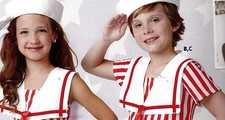 new Lot of 3 Dance Costume Sailor Collars White trimmed in red Pin on