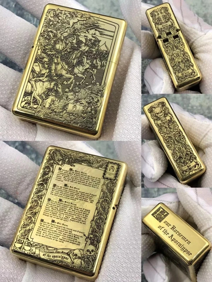 ZORRO 912S Four Horsemen Sealed Windproof Lighter Carved Case & Heavy Duty Armor