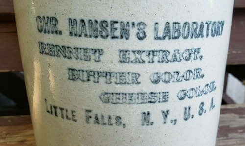 Antique Chr. Hansen's Laboratory Inc Advertising Stoneware Jug Little Falls NY - Picture 2 of 11