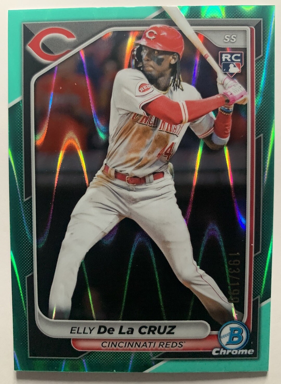 2024 Bowman Chrome - Elly De La Cruz- /199 Aqua Raywave Refractor RC #42