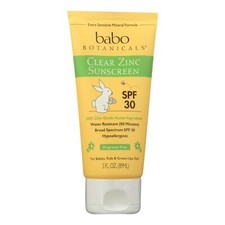 Babo Botanicals - Sunscreen - Clear Zinc Unscented SPF 30 - 3 oz Pack of 3 
