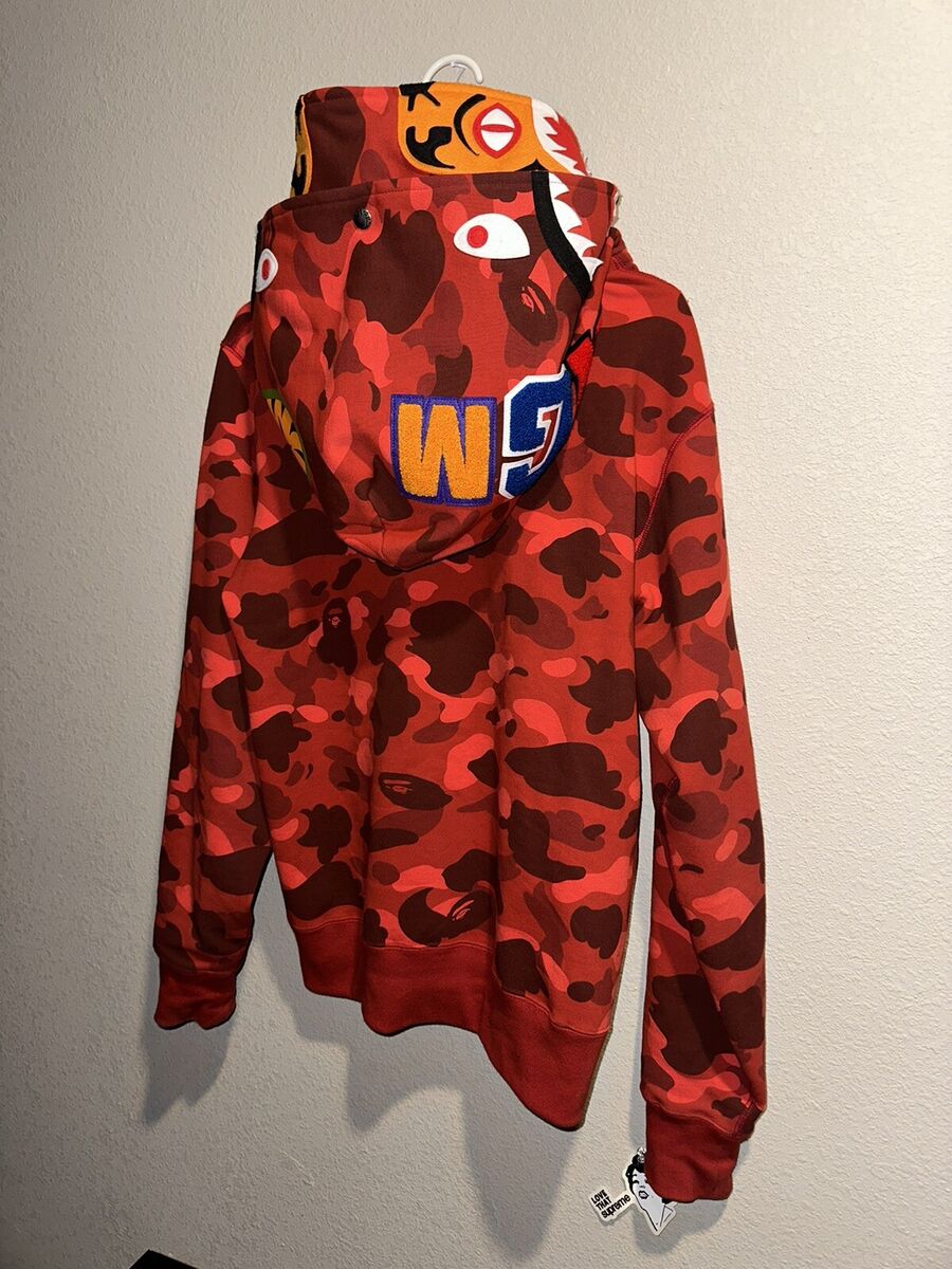 BAPE Color Camo Tiger Shark Wide Full Zip Double Hoodie | eBay