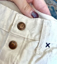 Ocean Pacific Sunwear Vtg Unbleached Cotton Longrider Pant 1970s OP Purple Label