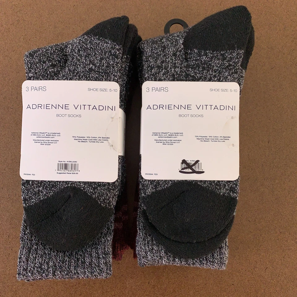 Zapatos para mujer Adrienne Vittadini talla 5-10 calcetines bota rayas vino 6 pares nuevos con etiquetas Foto 4 de 4