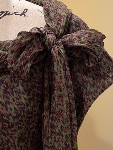 Dana Buchman~ Olive~Maxi~A-line~Dress~Bow detail~ Silk~Size 16~NWOT - Picture 5 of 6