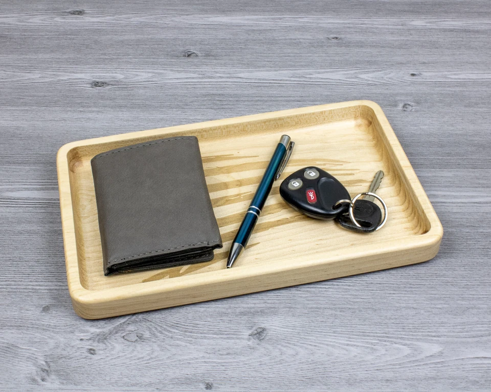 Rustic US Flag Engraved Catch-All Tray | 10x6” | Durable Valet Tray - Image 3 of 4