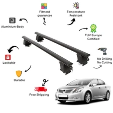 Bare Roof Rack Cross Bars Set for TOYOTA Avensis T270 4 Door 09-11 Black