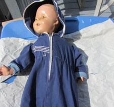 Shirley Temple Fashion Snowsuit Navy Blue Embroidery 1935 18" Compo Original