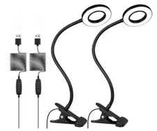 2pcs Clip on Light Reading Lights 48 LED USB Desk Lamp 3 Color 10 Dimmable D306