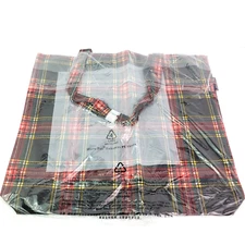 J Crew One Size Reusable Stewart Tartan Plaid Canvas Holiday Tote Bag K7433