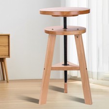 48-65.5cm Adjustable Height Beech Stool Rotatable Kitchen Bar High Stool Chair