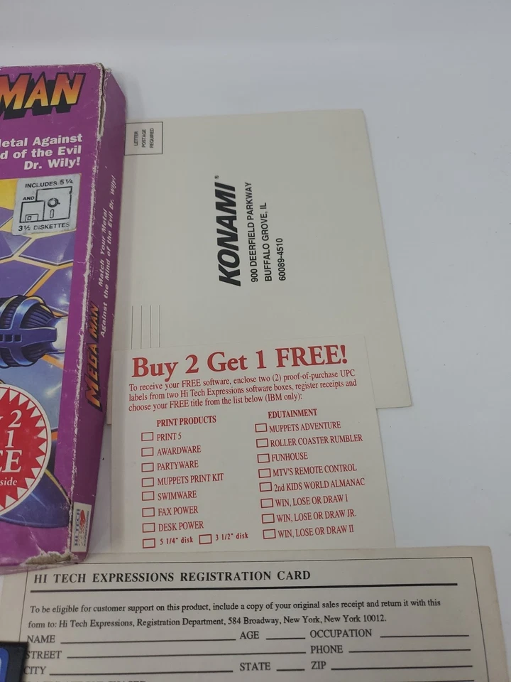 Vintage Mega Man IBM Tandy PC Capcom Hi Tech Expressions Box 5.25" Disc Complete - Image 3 of 4