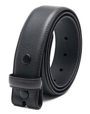 Belts for Men Full Grain Leather Mens Belt Strap With Snaps No Buckle 1.5" Wi...