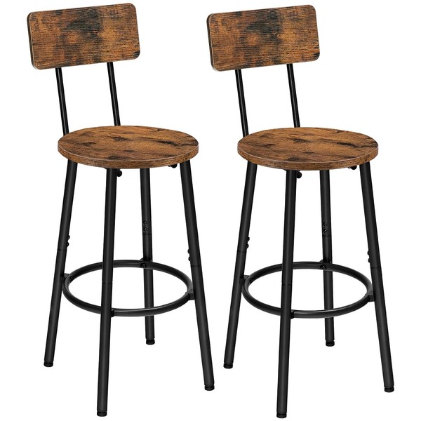 Barhocker KüChenstuhl RüCkenlehne FußStüTze Vintagebraun Schwarz 2Er Set-image