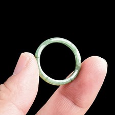Natural Green Jadeite Bamboo Ring Ethnic HandCarved Lucky Chinese Gift for Women