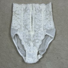VTG Victoria  s Secret Hi-Waist Corset Shaper Panty White Lace Small Union Made
