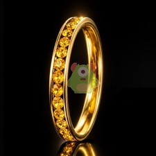 3mm Birthstone Diamond Eternity Ring Stainless Steel Stackable Band Womens