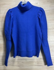 Maeve Turtleneck Sweater Blue Puff Sleeve Sz ...