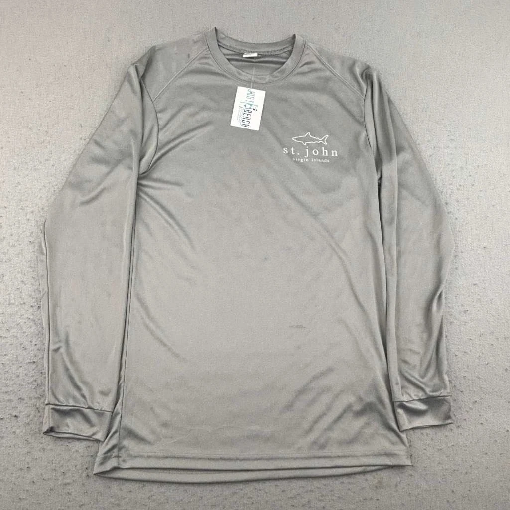 St John Virgin Islands Shirt Mens Small Gray UPF 50+ Sun Protection Beach NWT