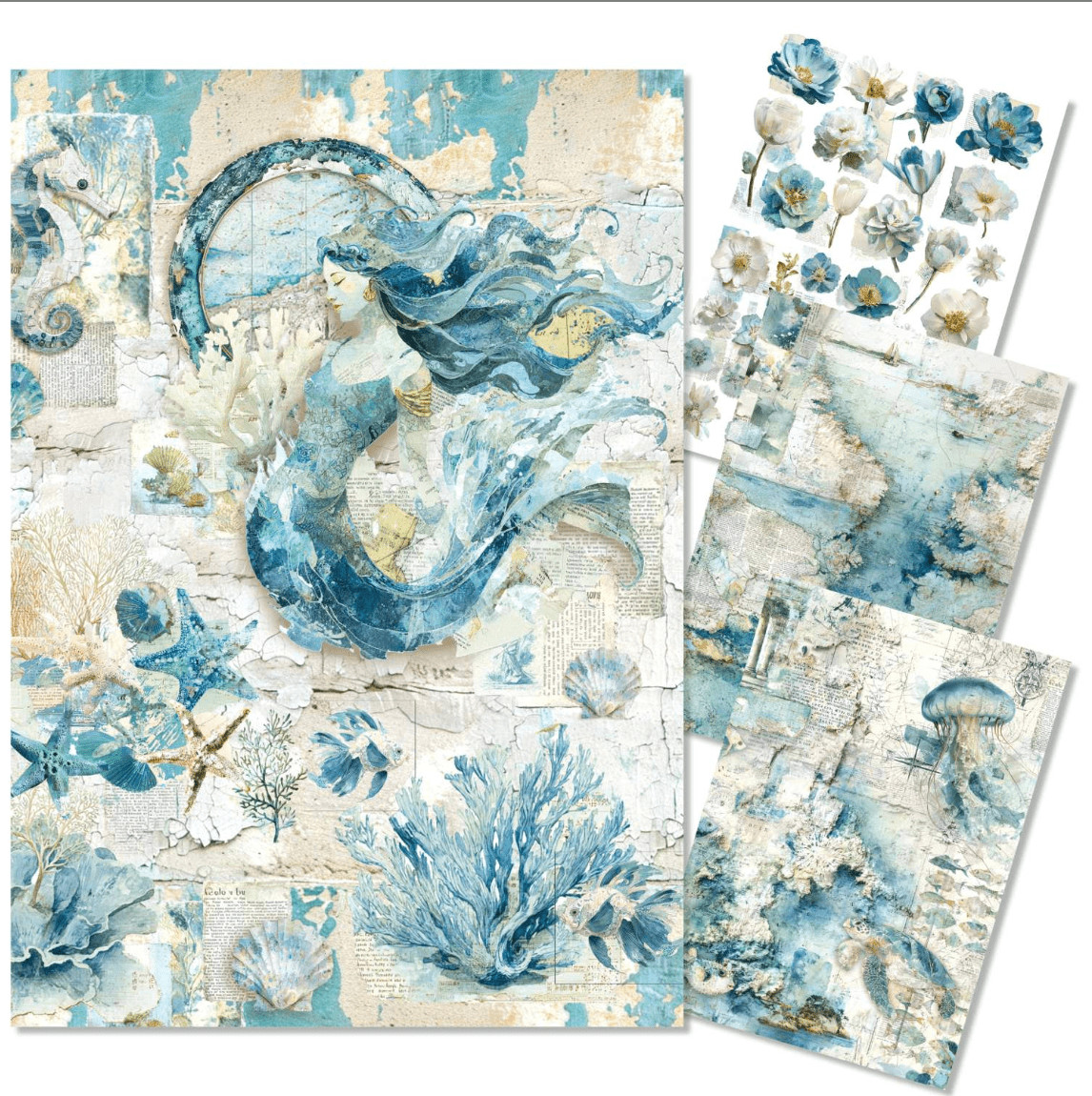 Ciao Bella Paper - Edge of the Ocean - A4 Mixed Media Rice Paper Set | MF008